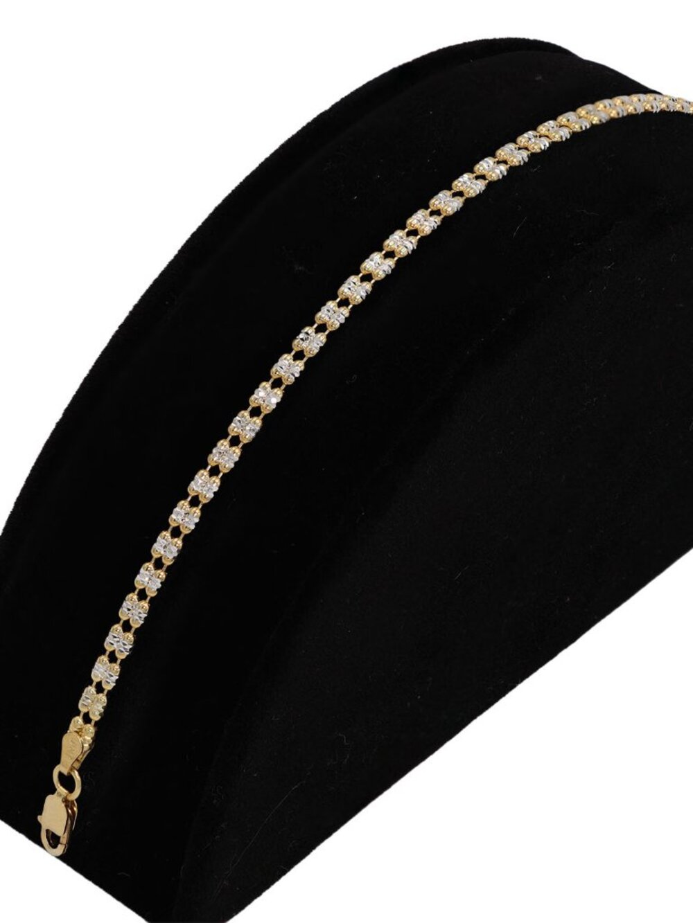 925 Sterling Silver Two Tone Gold Plated Diamond Cut Ice Bracelet 7+1 Inches (2)